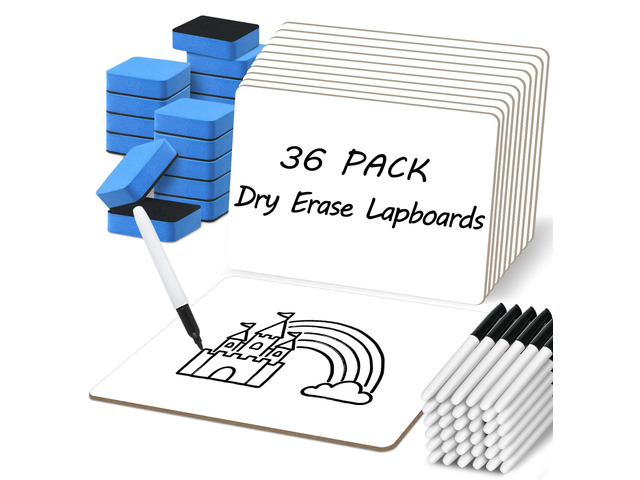 36 Pack Double-Sided Dry Erase White Boards 9 x 12 Inch Small White Boards for Students with 36 Dry Erase Markers & Erasers, Reusable Classroom...