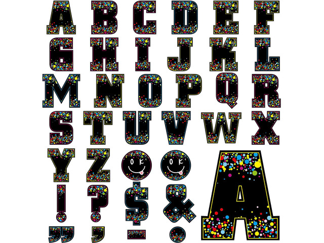 136 Pcs 12 Inch Extra Large Bulletin Board Letter Classroom Wall Decor Confetti Black, Giant Alphabet Cutout Letter, Big Sticker, Punctuation with...