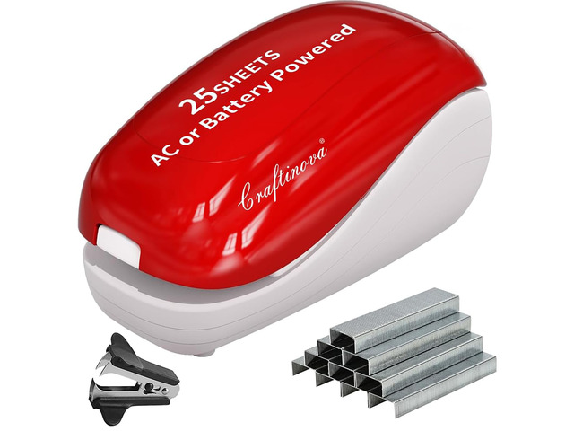 Electric Stapler,Including 2000 Staples and 1 Staple Remover, Suitable for Palm Size and high Comfort25 Sheet Capacity, AC Adapter or Battery...