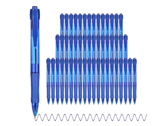 Pens Bulk, 50 Pack No Bleed Blue Ink Click Pens with Soft Grip, Wholesale Retractable Ballpoint Pens for Office School, Medium Point Smooth 1.0MM