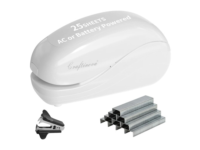 Electric Stapler,Including 2000 Staples and 1 Staple Remover, Suitable for Palm Size and high Comfort25 Sheet Capacity, AC Adapter or Battery...