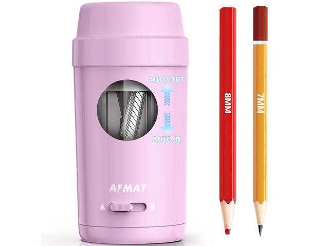 Electric Pencil Sharpener, Auto in & Out, Fully Automatic Pencil Sharpener for Colored Pencils, Rechargeable Hands-Free Sharpeners for 7-8mm...