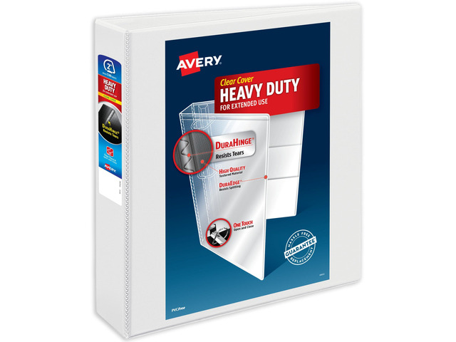 Heavy-Duty 3 Ring Binder, 2' Slant Rings, 1 White Binder For Heavy School, Home and Office Use, DuraHinge Tear-Resistant Spine, DuraEdge...