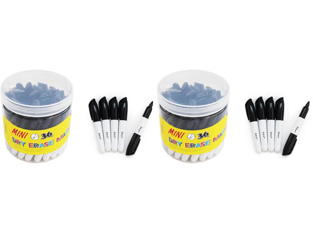 Mini Dry Erase Markers, 36 Pcs, Black (Pack of 2)