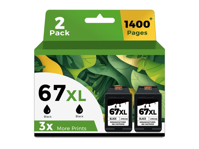 67XL Black High Yield Ink Cartridge Replacement for HP Ink 67 XL HP67XL Works for DeskJet 2855e 2800e 2827e 2700 2700e 2752 2755 2755e 4100e 4155e...