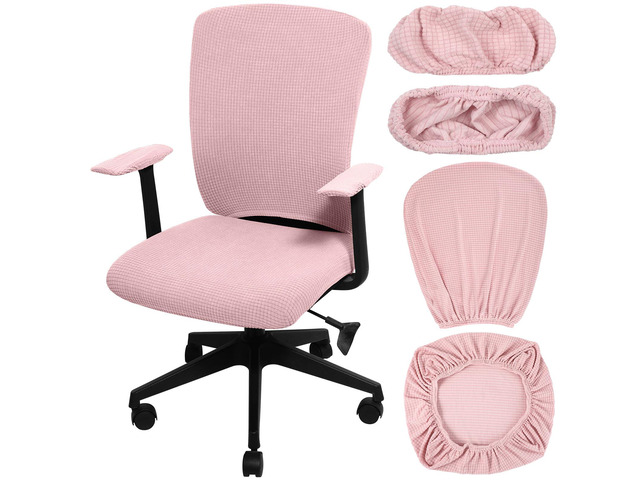 4 Pcs Office Chair Covers Stretchable Armrest Seat,XL,Pale Pink Universal Fit Office Desk Chairs, Protective Seat Backrest Slipcovers, Stretchable...