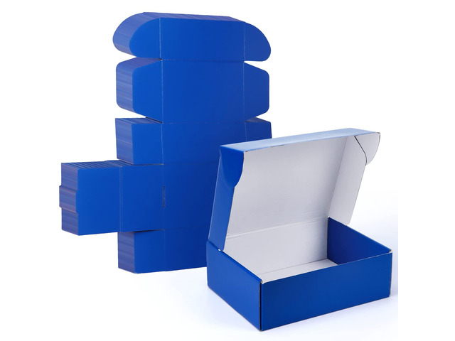 20 Pack 12x9x4 in Cardboard Shipping Boxes, Royal Blue Gift Box Bright Color, Tuck Top, Quick Fold, Easy Assemble, Shape Well, Single Corrugated,...