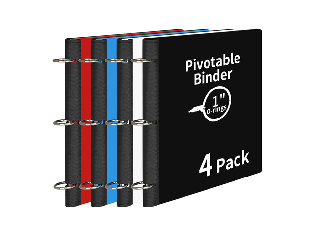 4 Pcs 360° Pivotable 3 Ring Binder, Soft 1 inch Binders 3 Ring, Flexible Thin Soft Three Ring Binder Fits 8.5' x 11', for Home, School and...