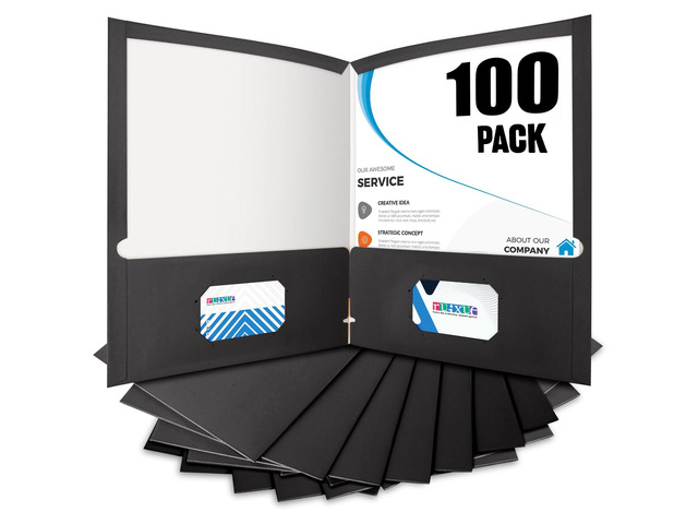 100 Packs Black File Folders,Paper Folder Surface with Waterproofing,Letter Size,Holds 100 Plus Sheets,for School,Office,Business. (100, Black)