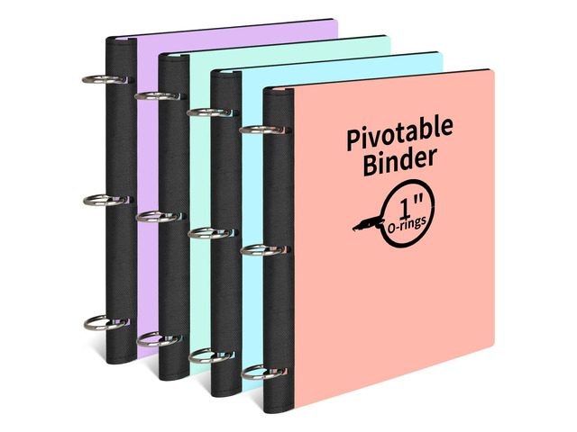 4 Pcs 360° Pivotable 3 Ring Binder, Soft 1 inch Binders 3 Ring, Flexible Thin Soft Three Ring Binder Fits 8.5' x 11', for Home, School and...