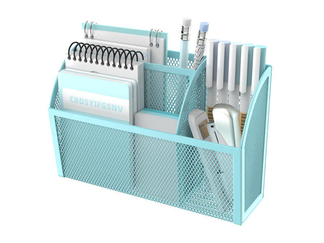 3-Grid Magnetic Pencil Holder, Strong Magnet Locker Organizer, Blue Mesh Magnetic Shelf, Marker Holder Perfect for Whiteboard, Refrigerator and...