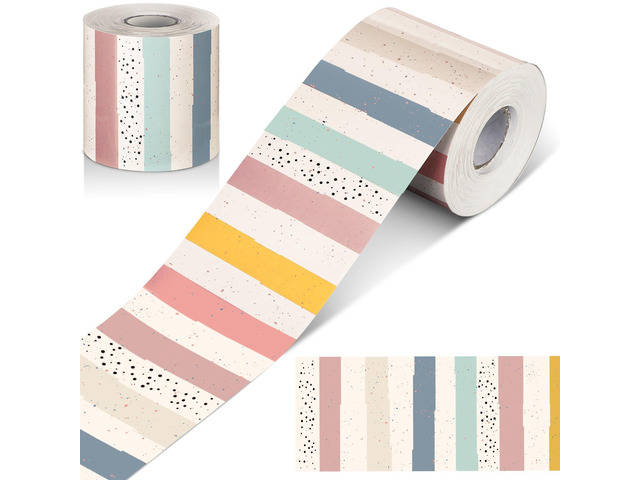 Classroom Bulletin Board Border Stripe 65 Ft,Boho Straight Edge Rolled Paper, Classroom Bulletin Boards Decoration, Teacher Supplies, School...
