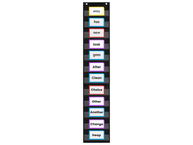 Sentence Strip Pocket Chart, 9' Wide x 56' Tall, Black Pocket Chart For Dry Erase Sentence Strips, Easy to Use & Hang, Reusable, For Classrooms,...
