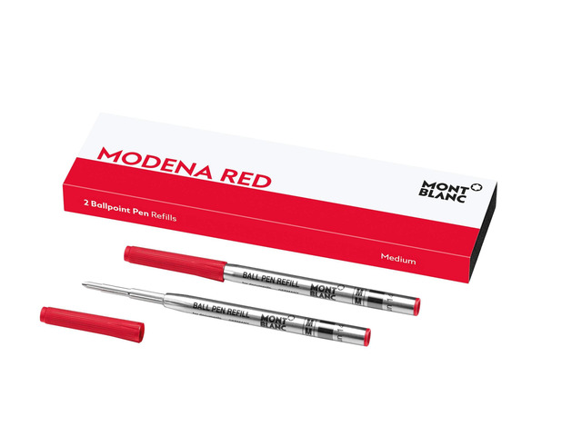 Ballpoint Pen Refills (M) Modena Red 124516 Refill Cartridges with a Medium Tip for Ball Pens 2 x Red Ballpoint Refills