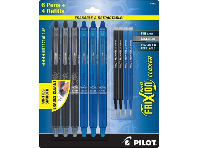 FriXion Clicker Erasable Pens, 0.7mm Fine Point, Black Ink Refillable & Retractable Gel Ink Pens Ideal for School & Office Writing, Pack of 3 Black...