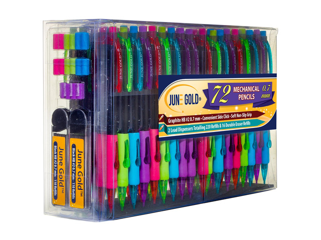 72 Mechanical Pencils, 0.7 mm HB #2, 220 Lead & 16 Eraser Refills 2 Lead Dispensers, Break Resistant Graphite, Convenient Side Click, Soft Non-Slip...