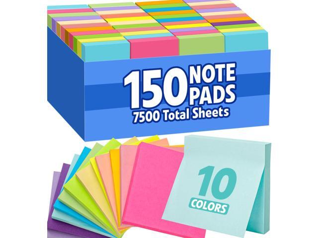 150 Pads Sticky Notes 3x3, Self-Stick Pads Bulk Bright Colors, School Supplies, Office Products, 50 Sheet/Pad