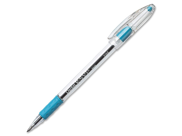 RSVP Ballpoint Pen, (0.7mm) Fine Line, Sky Blue Ink, Box of 12 (BK90-S)