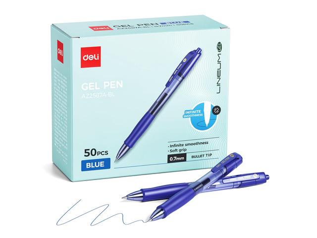 Pens Bulk, 50 Pcs Pens Blue Ink, Medium Point 0.7mm Gel Pens Retractable, Smooth Writing with Fast Dry, No Bleed, Comfort Grip & Pocket Clip for...