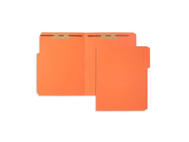 50 Orange Fastener File Folders, Letter, 2 Prong Durable 11pt Orange Paper, Letter Size, 1/3 Cut Reinforced Tabs, Bonded 2 Prong Fasteners, Medical...