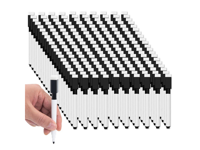 200 Pcs Magnetic Dry Erase Markers, with Eraser Cap, Black White Board Mini Markers, Fine Point Tip, for School Supplies, Classroom, Home & Daily Use