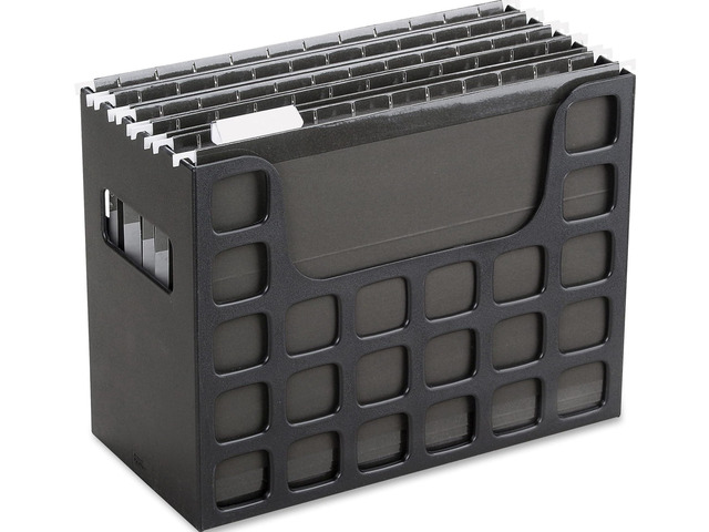 Portable Desktop File, Document Holder for Home and Office, Plastic Organizer Box, Side Handles, Hanging File Folders, Tabs & Inserts, Letter Size,...