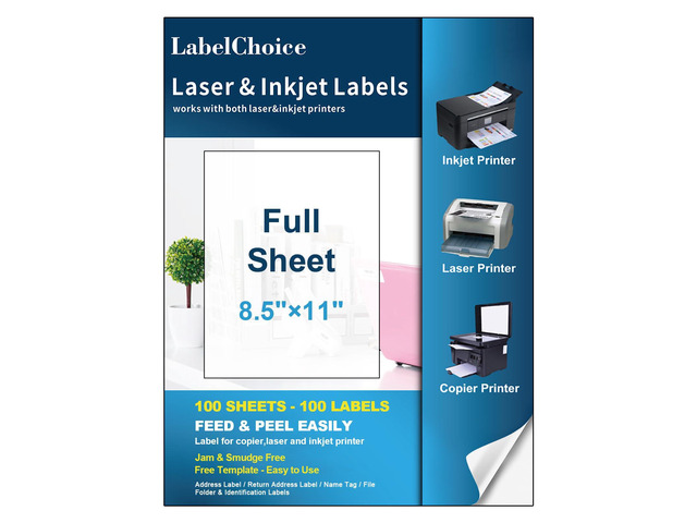 Full Sheet Shipping Labels 8.5 x 11 for Laser & Inkjet Printers, 100 Sheets 100 Labels Self Adhesive Full Sheet 8 1/2x11 Labels, Mailing Label...