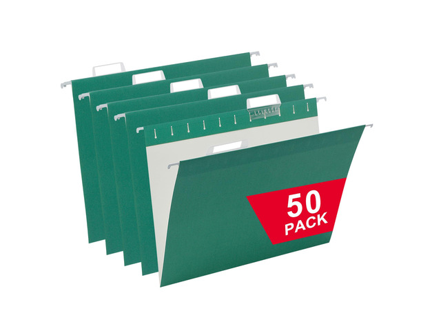 50 Packs Hanging File Folders,Green Letter Size File Folders with 1/5 Adjustable Cut Tabs,Decorative,Drawer,Desk and Cabinet Use