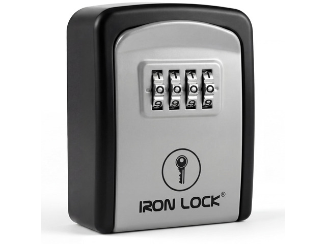 Small Wall Mount Key Lock Box for Keys Outside (Grey) Combination Lock, Resettable 4-Digit Code, Screw-In Wall Mount, Weather-Resistant Metal, No...