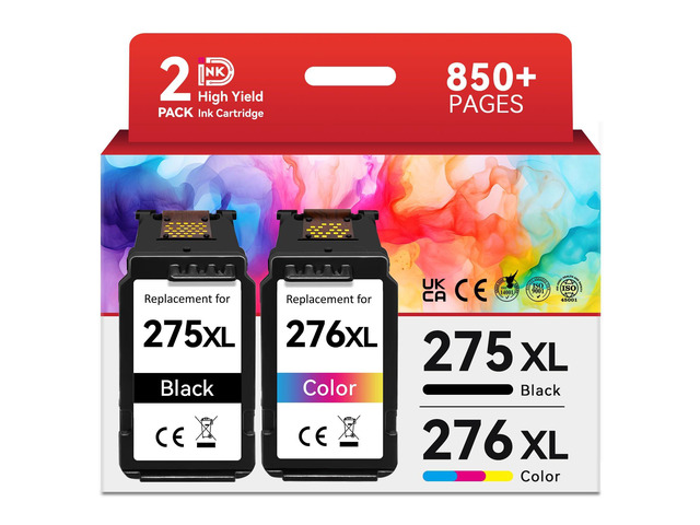 PG-275XL CL-276XL Compatible for Canon 275 and 276 Ink Cartridges Combo Pack PG 275 CL 276 XL Work for Canon Pixma TR4720 TS3720 TS3522 TS3520...