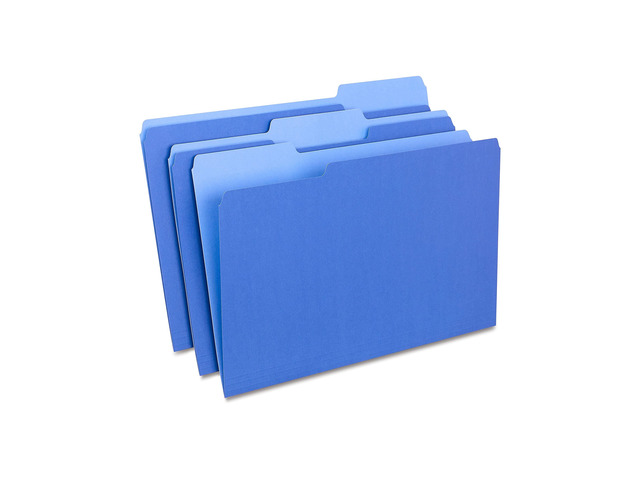 File Folders, Legal Size, 1/3-Cut Tabs, Blue, 200/Carton Durable paper stock for everyday office document organization and filing