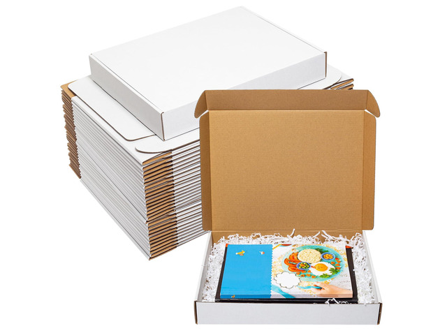 White Shipping Boxes 13x10x2' 30 Pack Corrugated Cardboard Mailer Literature Mailer Packaging Supplies Mailing Boxes for Small Business