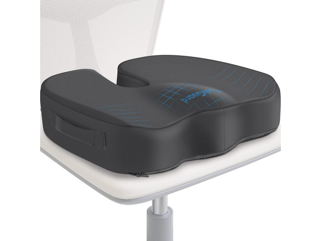 Seat Cushion for Office Chair, Car, Memory Foam, Grey X-Large For Back, Coccyx, Sciatica, Tailbone Pain, Ergonomic Design, Non-Slip, Desk...