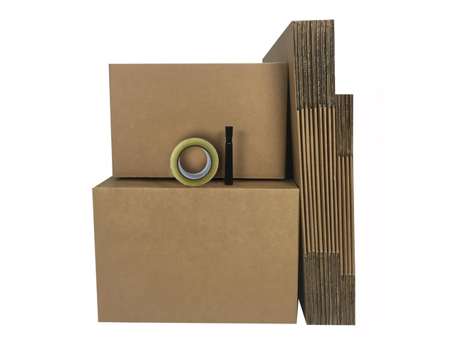 Economy Moving Kit #1, 1-2 Bedroom Apartment Moving Kit, Small & Medium Boxes, Packing Tape & 1 Marker, For Small Spaces