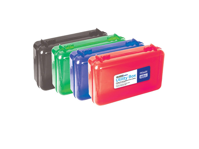 Classic Multipurpose Pencil Box, Stackable, 24-Case Snap-latch lid for pens, Tools, Crafts, Supplies, Bulk pack, For home and office storage