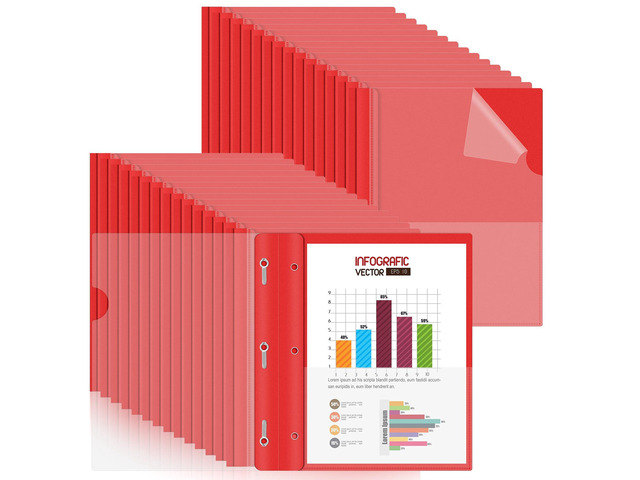 30 Pack Plastic Report Covers with 3-Prong Fasteners Clear Front Presentation Folders Resume Folders for 8.5x11 Letter Size Paper, Document Report...