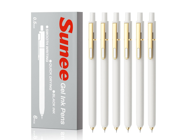 Gel Pens, 6 Pack 0.5mm Pens Fine Point Smooth Writing Pens with Quick-Dry Black Ink, Cute Aesthetic School Office Note-Taking Pens for Journaling -...