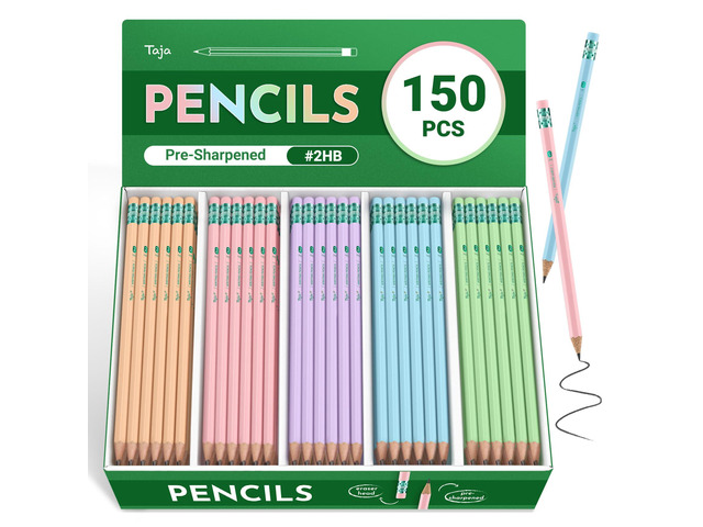 150 Pack Wood-Cased #2 HB Pencils, Bulk Pack Pre-Sharpened, Macaron Pencils with Eraser, Large Pack Writing & Drawing for School Classroom...