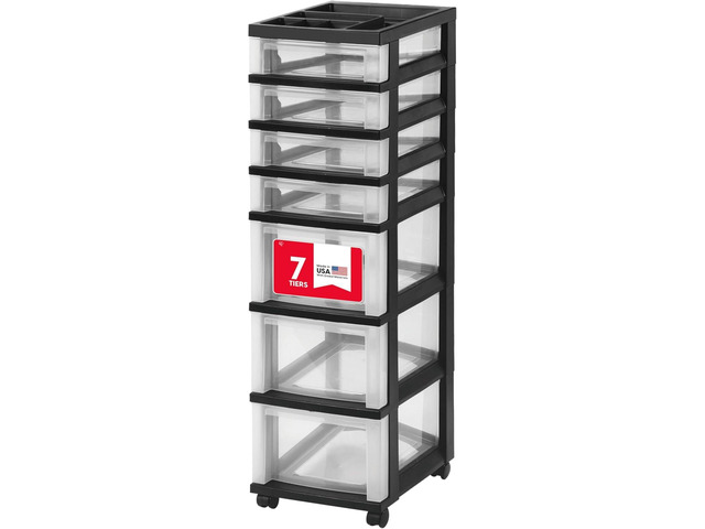 Plastic Drawer Storage Organizer Rolling Cart, with Wheels Casters, 7-Drawers, for Classroom Art Craft Supplies Dresser Closet Bathroom Laundry...