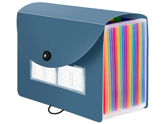 24 Pockets Expanding File Folder, Accordion File Organizer, Letter/A4 Expandable Cover, Desktop Accordion Folders Letter A4 Paper Document Storage...