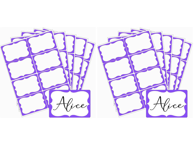 Purple Name Tags,2'x 3' Name Tag Stickers with Purple Border 200 Pcs Adhesive Name Tags Sticker Name Badges Labels for School, Office, Home, Party,...
