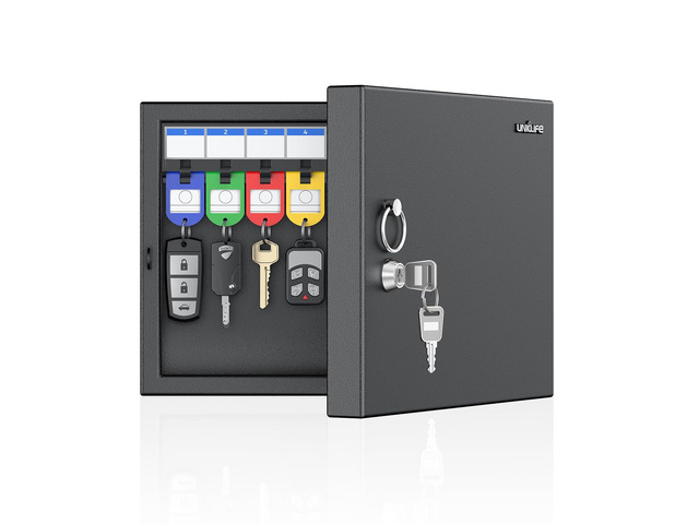 16 Keys Key Lock Box, Wall Mount Key Box, Car Key Organizer with Writable Key Racks and Tags, Security Key Cabinet, Car Key Holder Storage Box for...