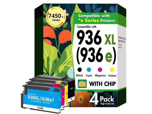 936 936XL 9125e Ink Cartridges Combo Pack for HP Printers 9120e 9730e 936e Replacement for HP936 XL Ink Cartridges for HP OfficeJet Pro 9125e 9120...