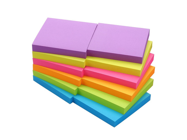 Sticky Notes 3x3 in, Bright Colors Self-Stick Pads, 12 Pads, 100 Sheets/Pad