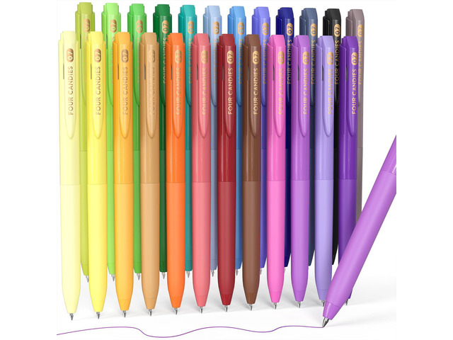 Quick Dry Ink Colorful Pens Set, 24 Colors 0.7mm Fine Point Colored Pens for Note Taking & Drawing, Colored Gel Pens with Comfort Grip for Office &...