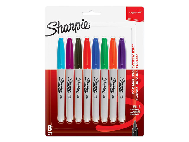 Fine Tip Permanent Marker - Assorted Colours (Pack of 8)