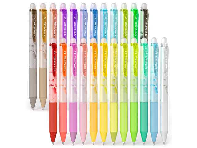Retractable Erasable Gel Pen, Fine Point, 0.7mm, 24 Colors Make Mistakes Disappear, Vibrant Assorted Color Erasable Pens for Writing, Planners &...
