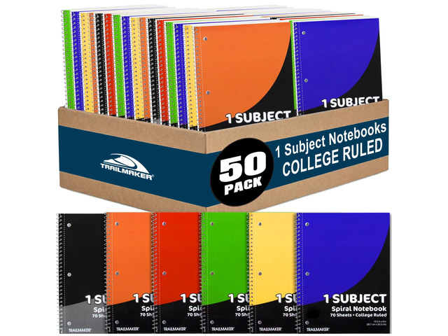 Bulk Notebooks (50 Pack), One Subject Notebooks College Ruled, 140 Pages (70 Sheets),Spiral Bulk Notebooks for Kids, School Supplies, Journaling,...