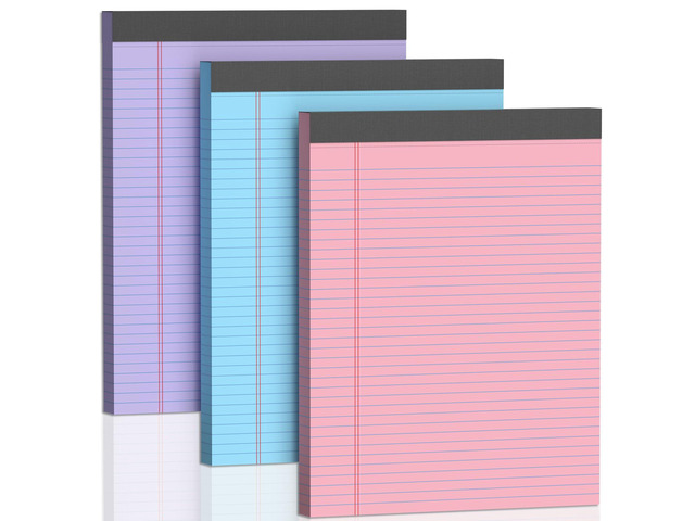 Legal Pads 8.5 X11, Narrow Ruled Notepads, 3 Pack, 50 Sheet/Pad Colorful Legal Pads, Tear Off Notepad, Perforated Writing Pad, Notebook Paper...