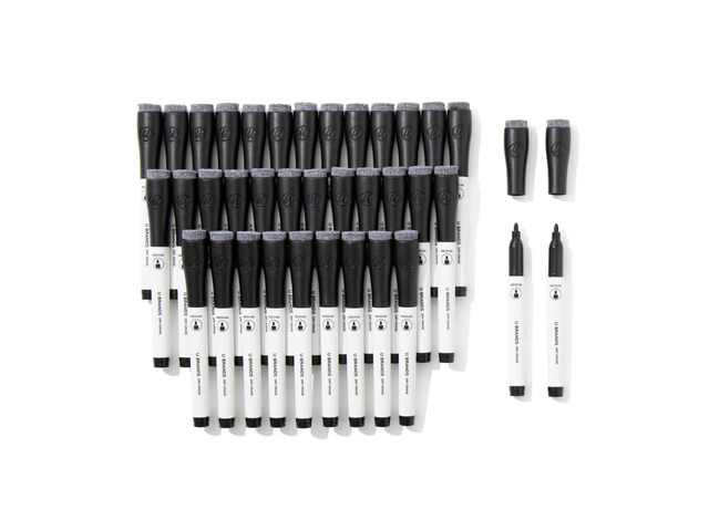 Dry Erase Markers Medium Tip Set, 36 Pack, Black, Whiteboard Pens with Medium Point and Built In Eraser Caps, Low Odor Ink, Dry Erase Markers For...
